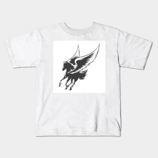 Engraving Winged Horse Kids T-Shirt